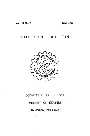 Thai Science Bulletin Vol.10 No.1 June 1959 